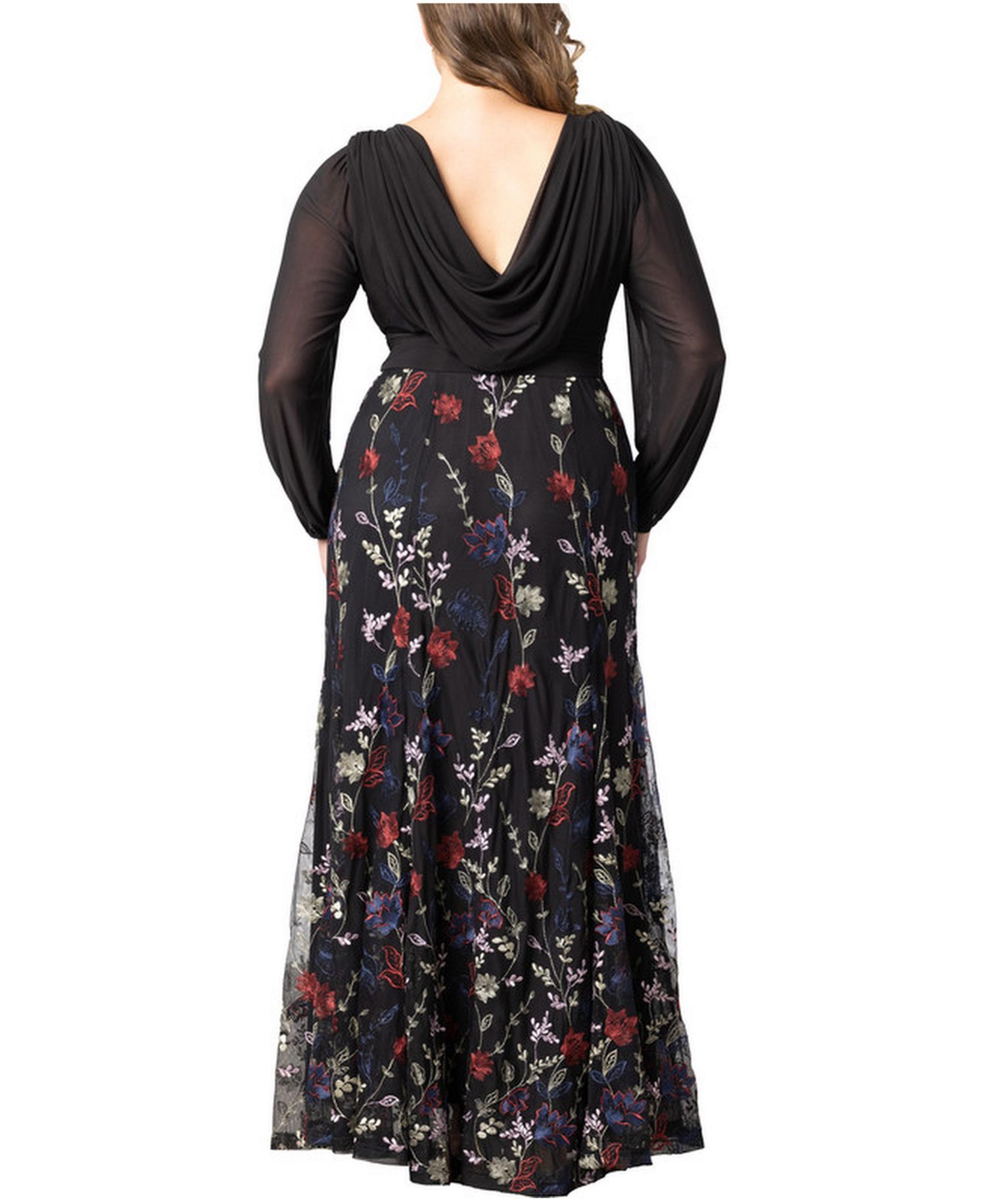 Plus Size Isabella Embroidered Mesh Formal Gown