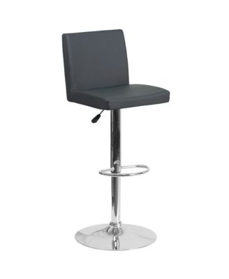 Panel Back Adjustable Height Barstool With Chrome Base