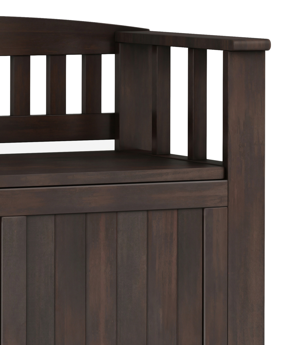 Simpli Home Acadian 25" Solid Wood Small Entryway Storage Bench In Brunette Brown