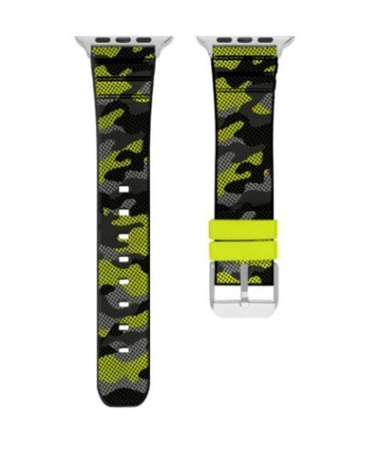 American Exchange Men's Black Lime Camo Silicone Strap Compatible For 42mm, 44mm Apple Watch In Multicolor