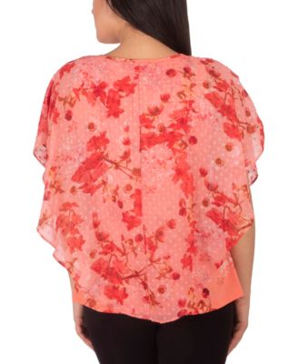 Petite Poncho Top with Keyhole Neckline