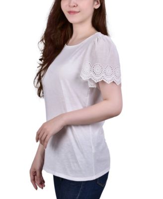 Petite Short Flutter Sleeve Pullover Top