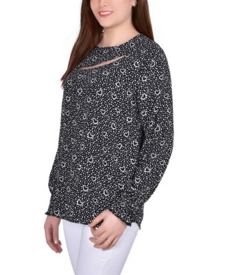 Petite Long Sleeve Dobby Blouse