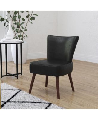 Santino Mid-Back Retro Accent Side Chair With Flared Wooden Legs