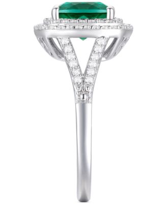 Lab-Grown Emerald (1-1/2 ct. t.w.) and White Sapphire (1/2 ct. t.w.) Ring in Sterling Silver