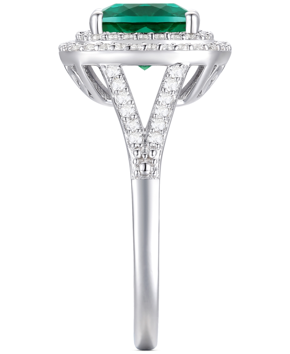 Lab-Grown(1-1/2 ct. t.w.) and White Sapphire (1/2 ct. t.w.) Ring in Sterling Silver - Emerald