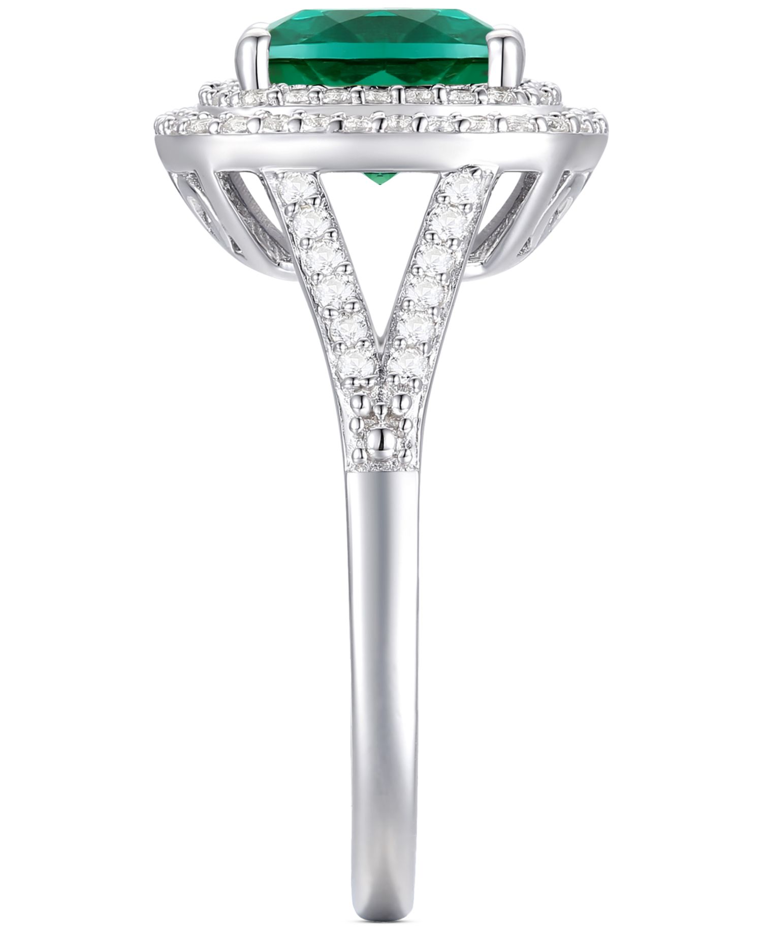 Lab-Grown Emerald (1-1/2 ct. t.w.) and White Sapphire (1/2 ct. t.w.) Ring in Sterling Silver