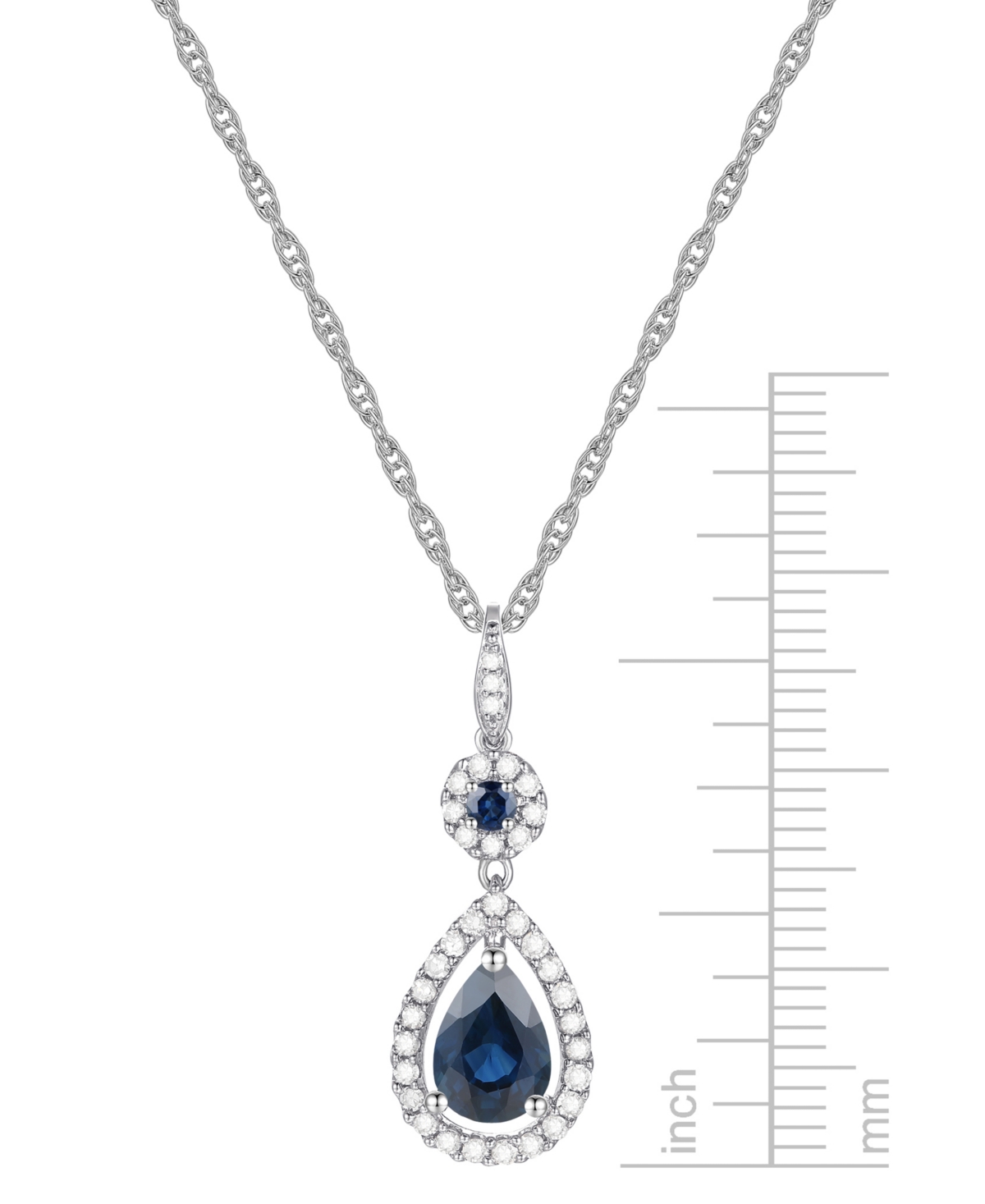 MACY'S SAPPHIRE (1-1/3 CT. T.W.) AND DIAMOND (1/4 CT. T.W.) DROP PENDANT NECKLACE SET IN 14K WHITE GOLD (AL 