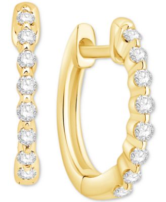 Macy's - Diamond Small Hoop Earrings (1/6 ct. t.w.) in 14k Gold