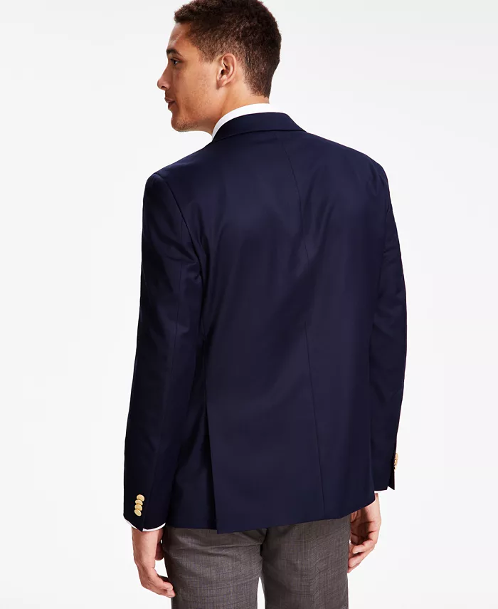 Men's Modern-Fit Solid Navy Blazer - thumbnail 2