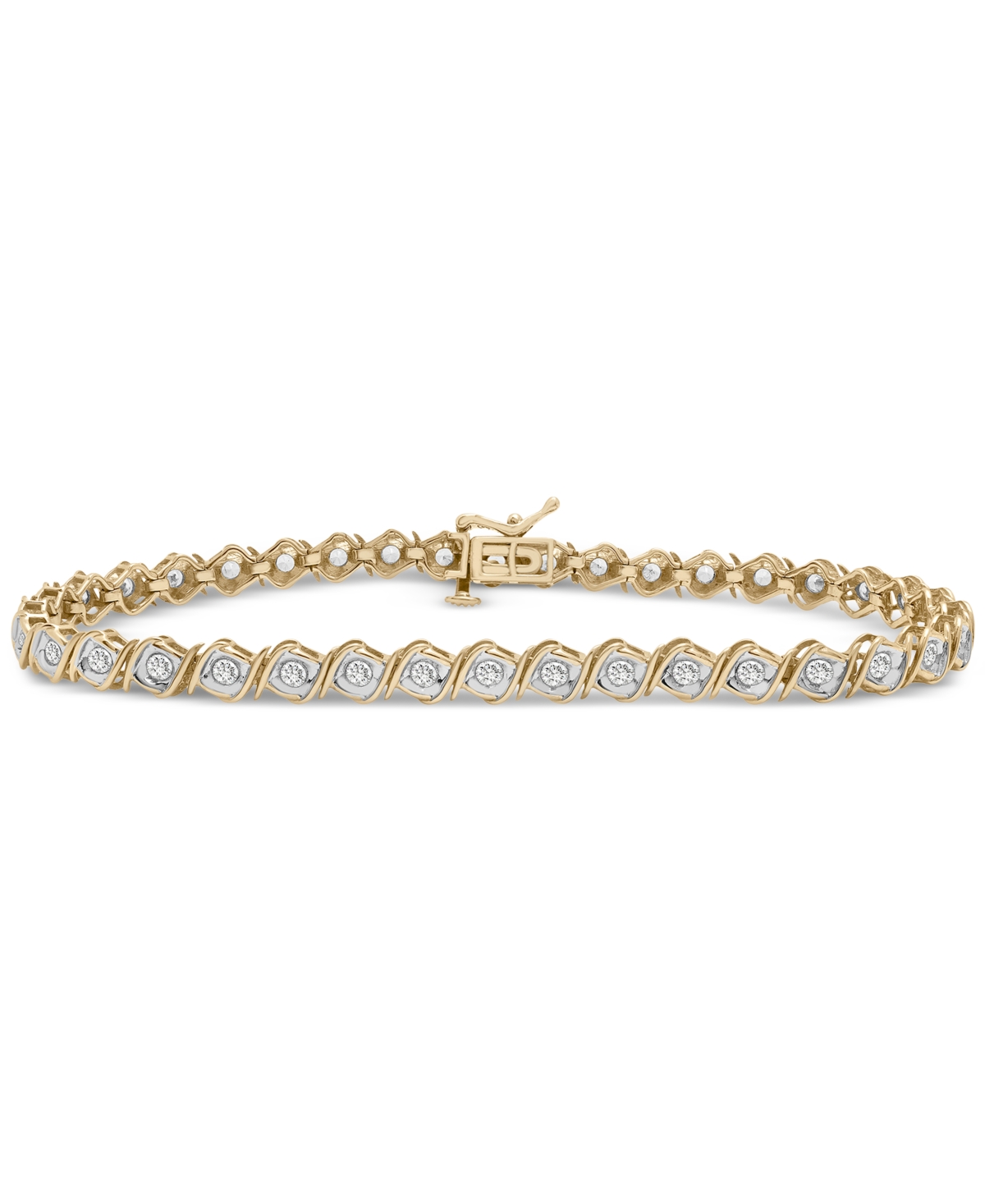 Macy's Diamond Link Tennis Bracelet (1 Ct. T.w.) In 10k Gold, Created For  In Yellow Gold