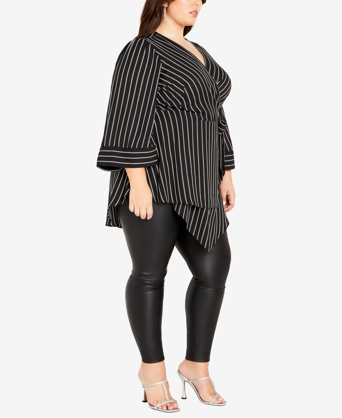 City Chic Women's Jemma Wrap Top -white stripe