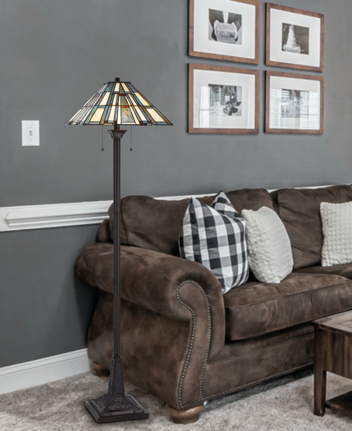 Cal Lighting 62" Height Metal And Resin Floor Lamp In Dark Bronze