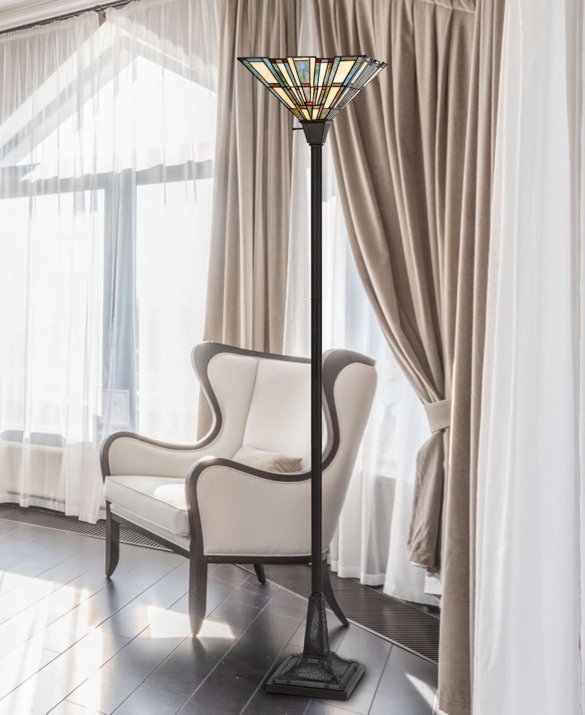Cal Lighting 72" Height Metal And Resin Torchiere In Dark Bronze