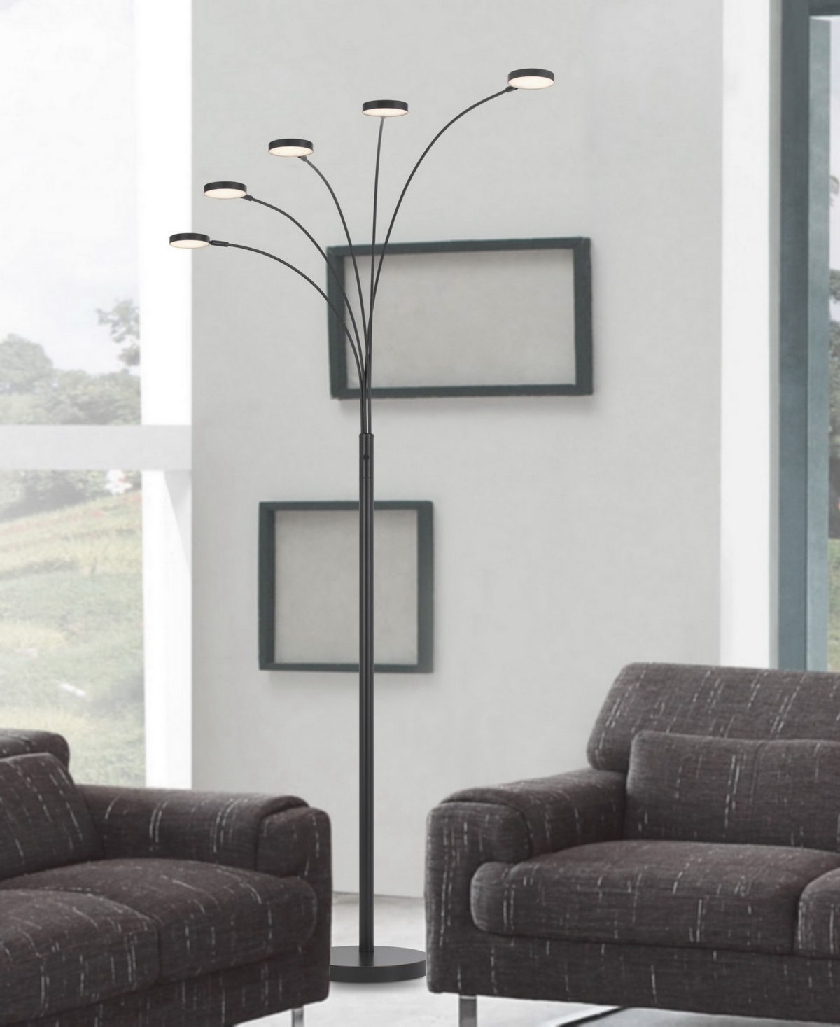 Cal Lighting 82" Height Metal Arc Floor Lamp In Dark Bronze