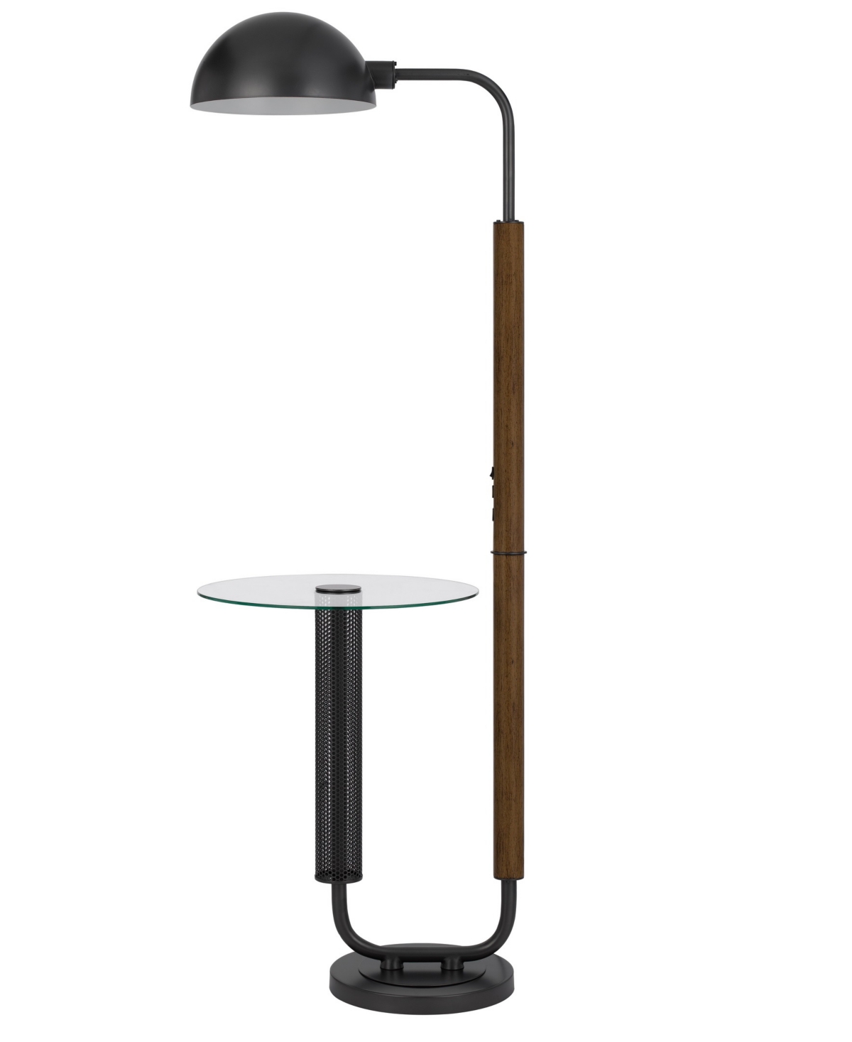 Cal Lighting Keyser 63" Height Metal And Glass Floor Lamp In Oak,black