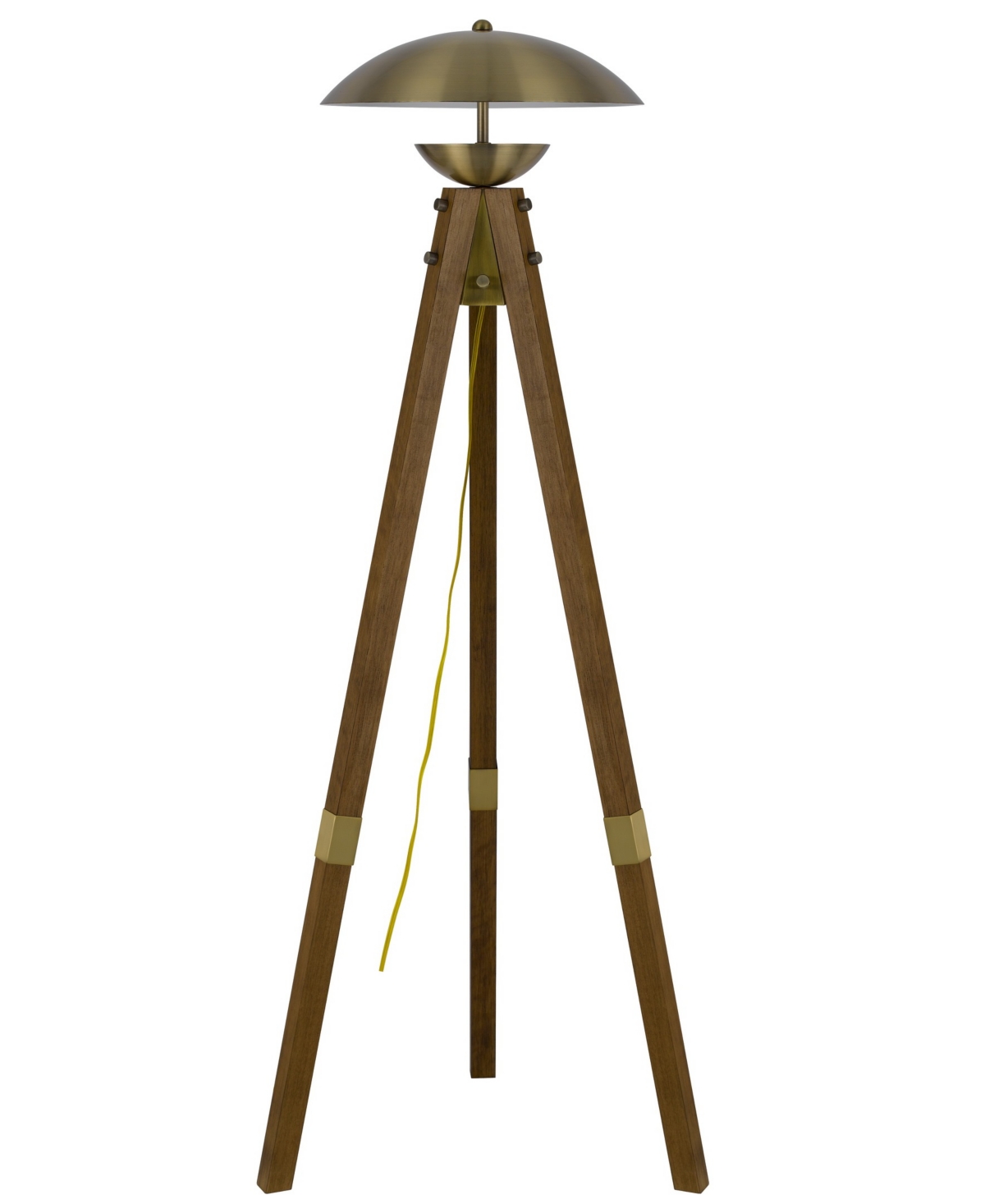 Cal Lighting Lakeland 55" Height Wood And Metal Floor Lamp In Antique Brass,wood