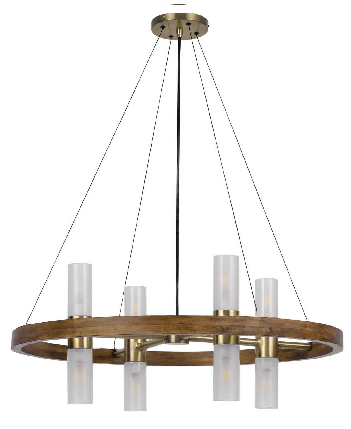 Cal Lighting 13" Height Wood And Metal Chandelier In Wood,antique Brass