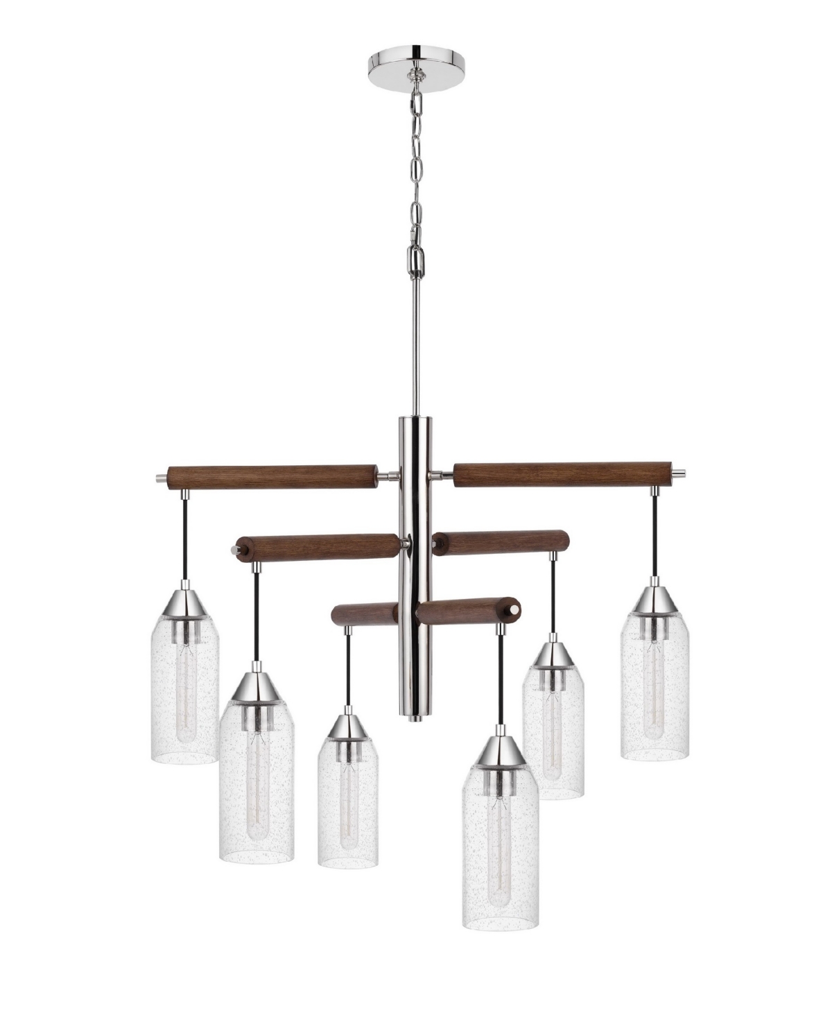 Cal Lighting 38" Height Metal And Wood Accents Chandelier In Chrome,wood