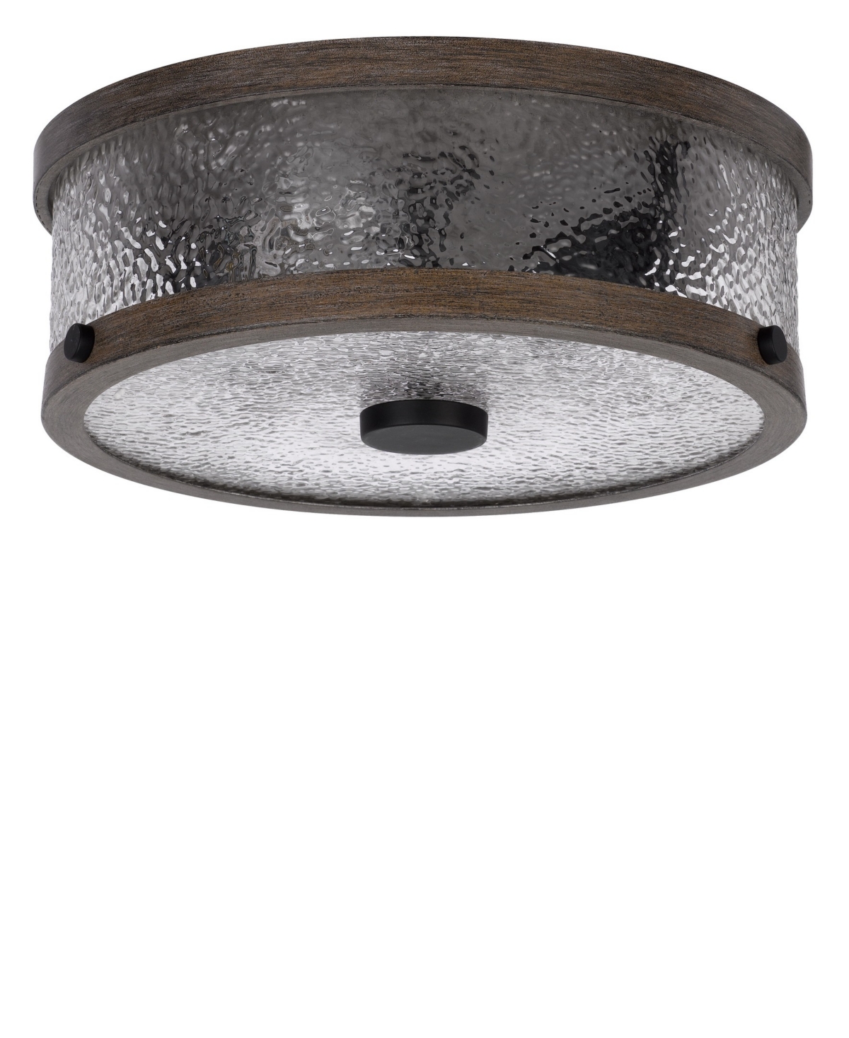 Shop Cal Lighting Mateo 4.5" Height Metal And Glass Semi Flush Mount In Drifted Wood,pebbled Glass