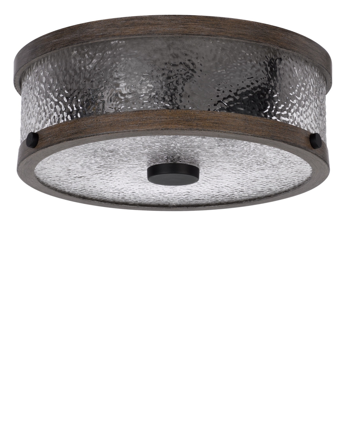 Cal Lighting Mateo 4.5" Height Metal And Glass Semi Flush Mount In Drifted Wood,pebbled Glass