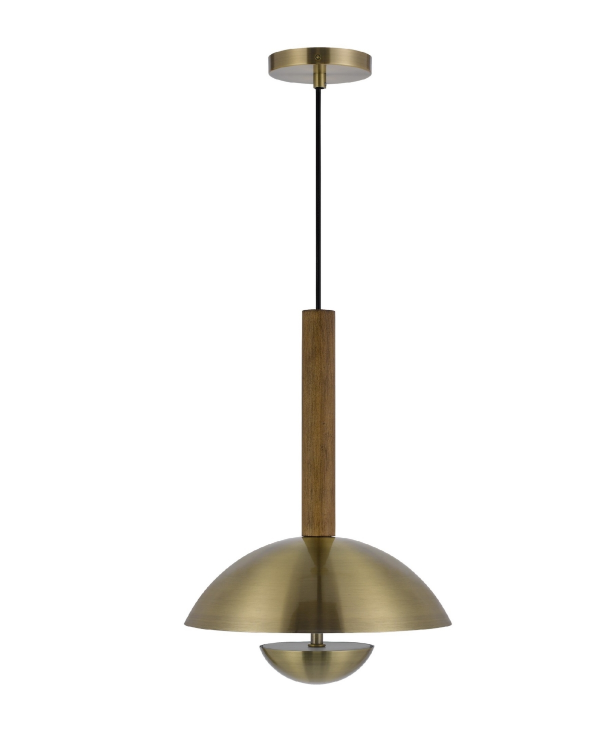 Cal Lighting Lakeland 16.5" Height Metal Pendant In Antique Brass,wood