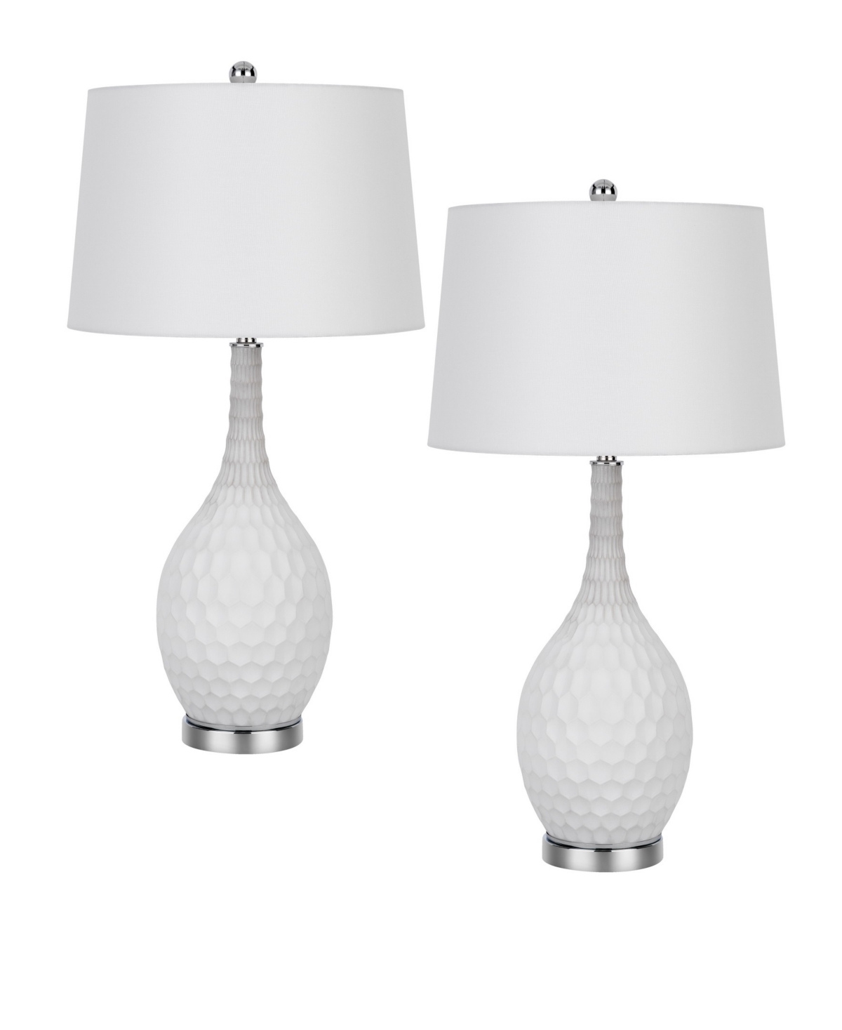 Cal Lighting Pori 30.5" Height Glass Table Lamp Set In Sculpture White