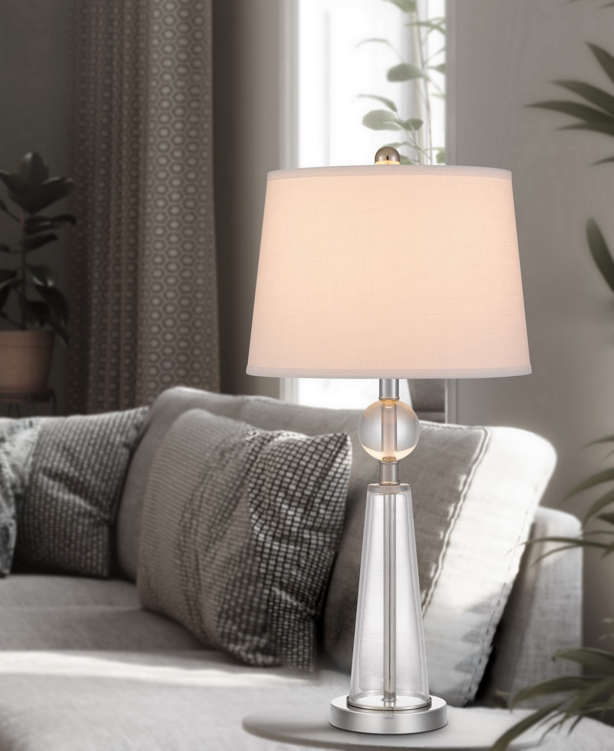 Cal Lighting Almere 28.5" Height Table Lamp Set In Brushed Steel,glass