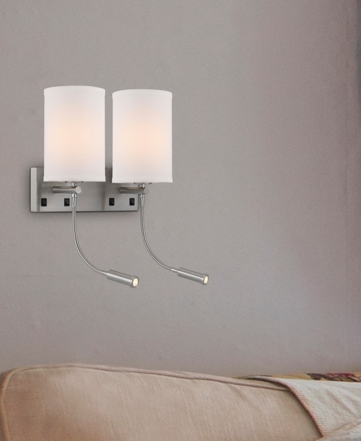 Cal Lighting 23.5" Height Metal Wall Lamp In Brushed Steel