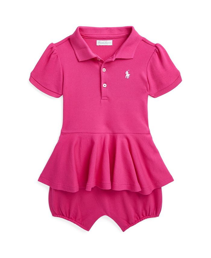 Polo Ralph Lauren Baby Girls Stretch Mesh Peplum Polo Shortall Macy's