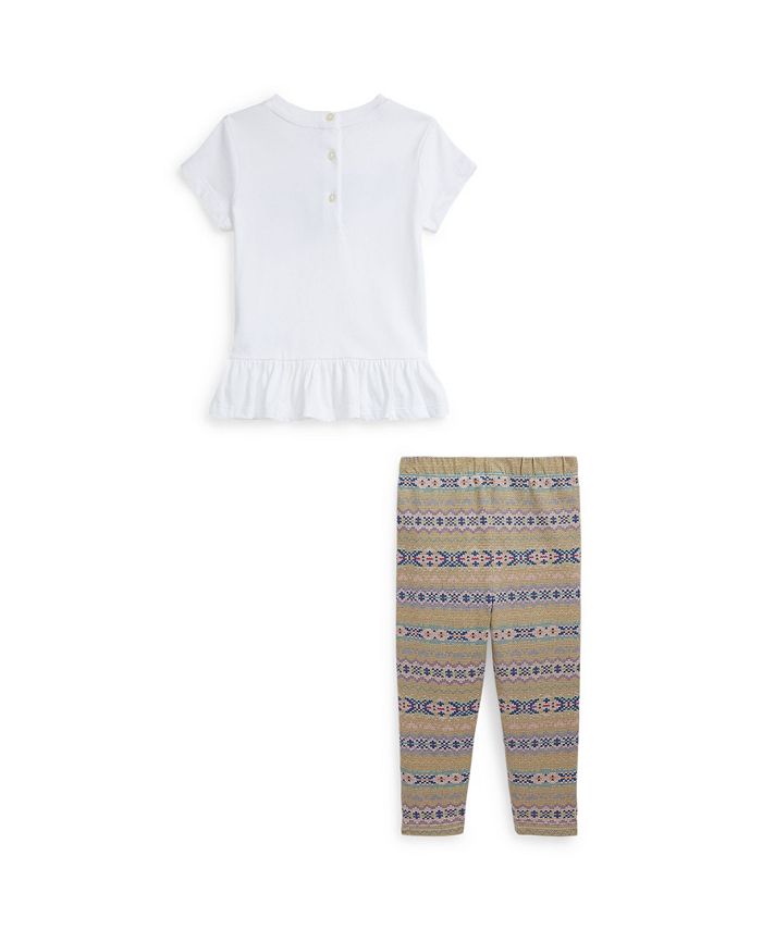 Polo Ralph Lauren Baby Girls Fair Isle T Shirt and Leggings, 2 Piece ...