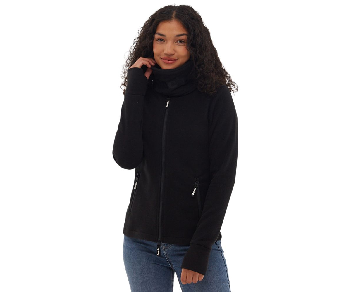 Women's Funnel Microfleece Zip-Up Wrap Neck Sweater - Dark purple