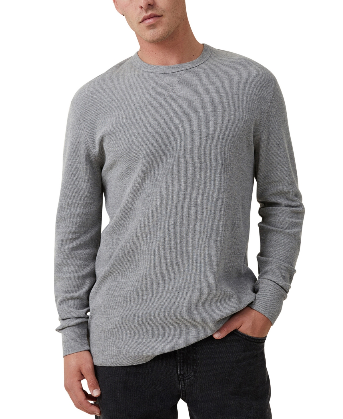 Cotton On Men's Rib Long Sleeve T-shirt In Gray Marle