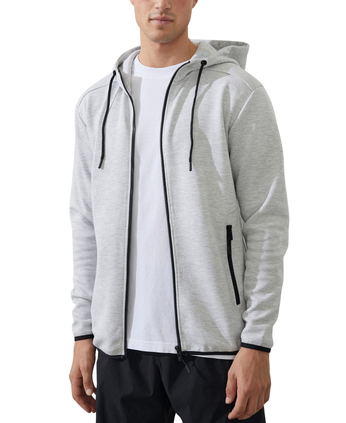 Cotton On Men's Active Zip Through Hooded Sweater In Gray Marle
