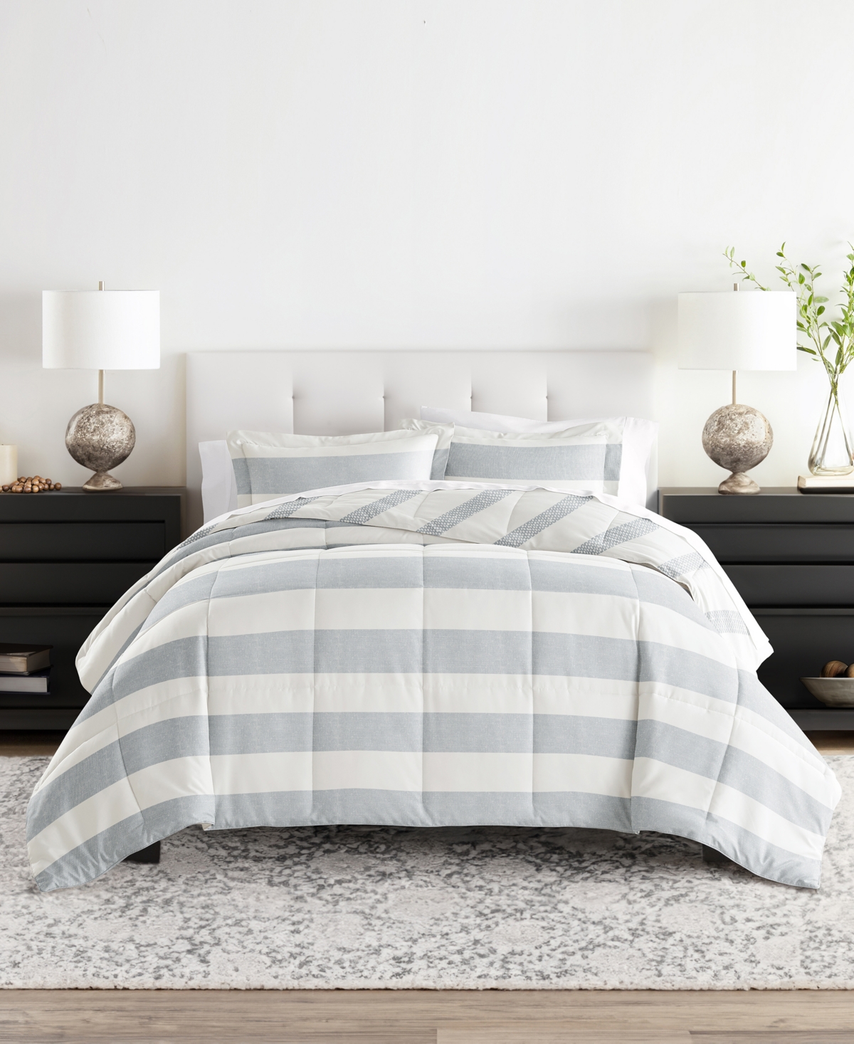 ienjoy Home Distressed Stripe Reversible 2-Pc. Comforter Set, Twin/Twin Xl