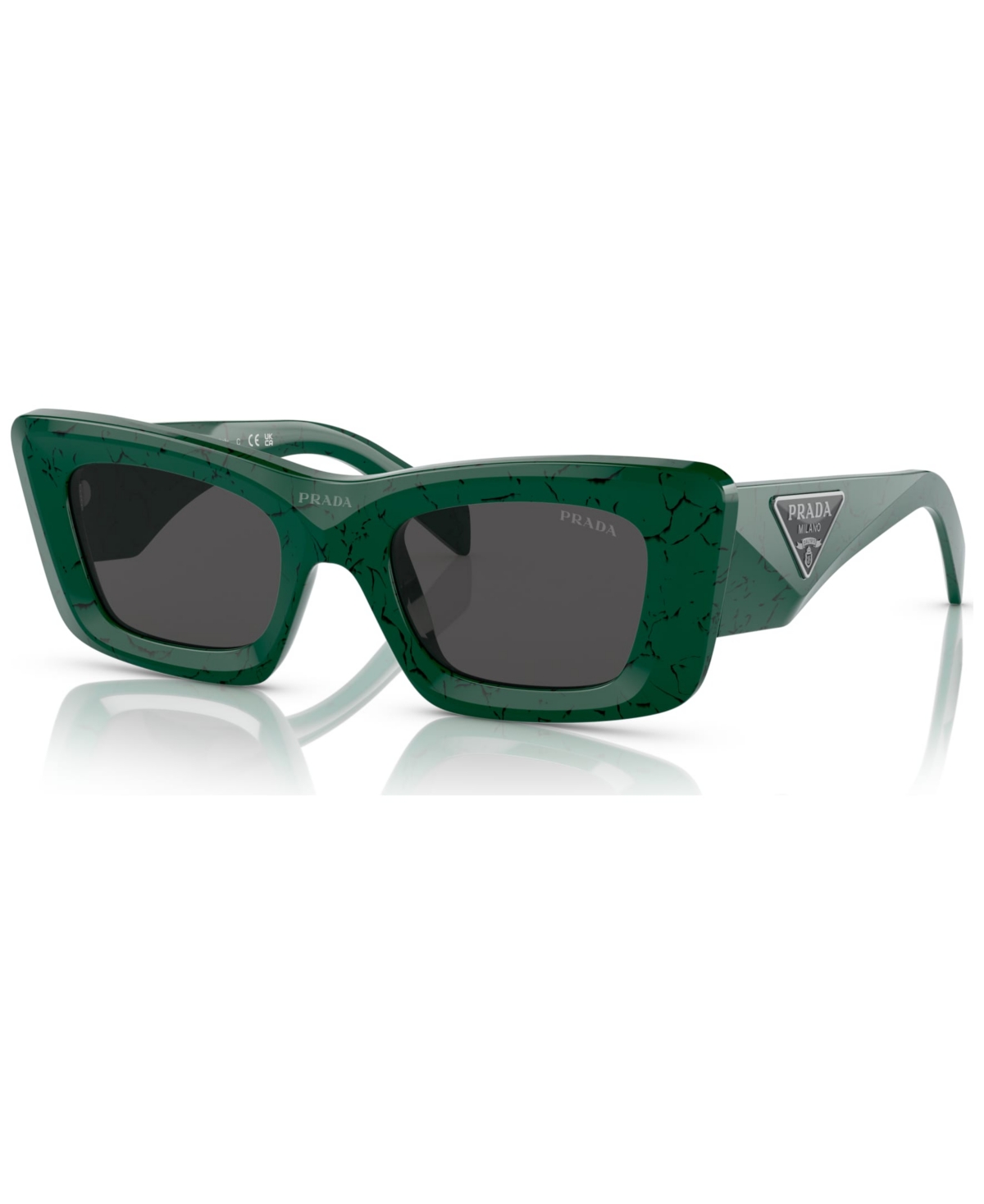 Prada Dark Grey Cat Eye Ladies Sunglasses Pr 13zs 16d5s0 50 In Dark / Green / Grey