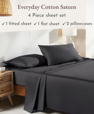 Soft 100% Cotton Sheets Set - Durable Sateen, Deep Pocket - Full