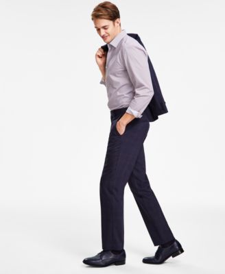 HUGO - Men's Modern-Fit Wool Blend Check Suit Trousers