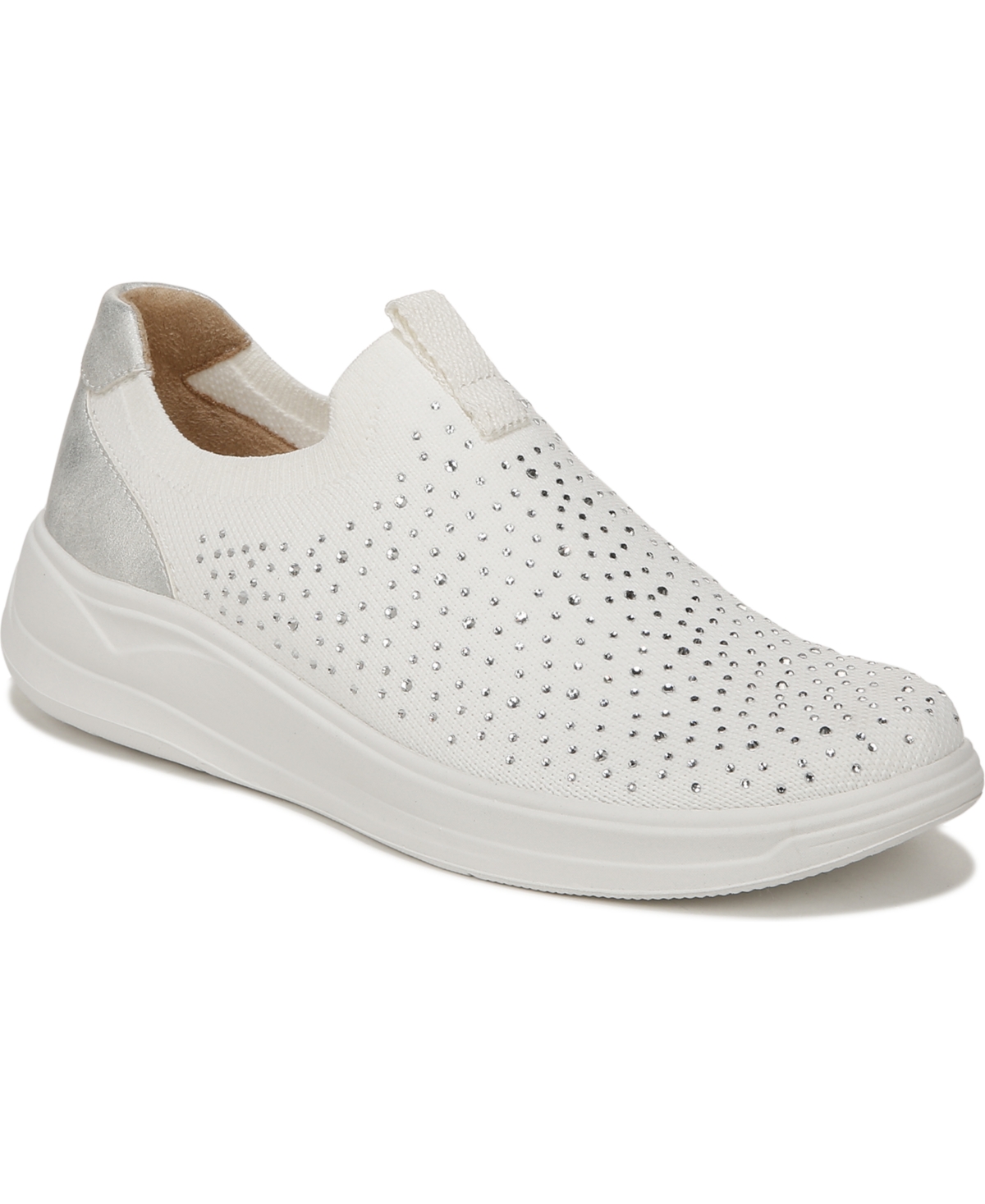 Bzees Twilight Washable Slip-ons In White Knit Fabric