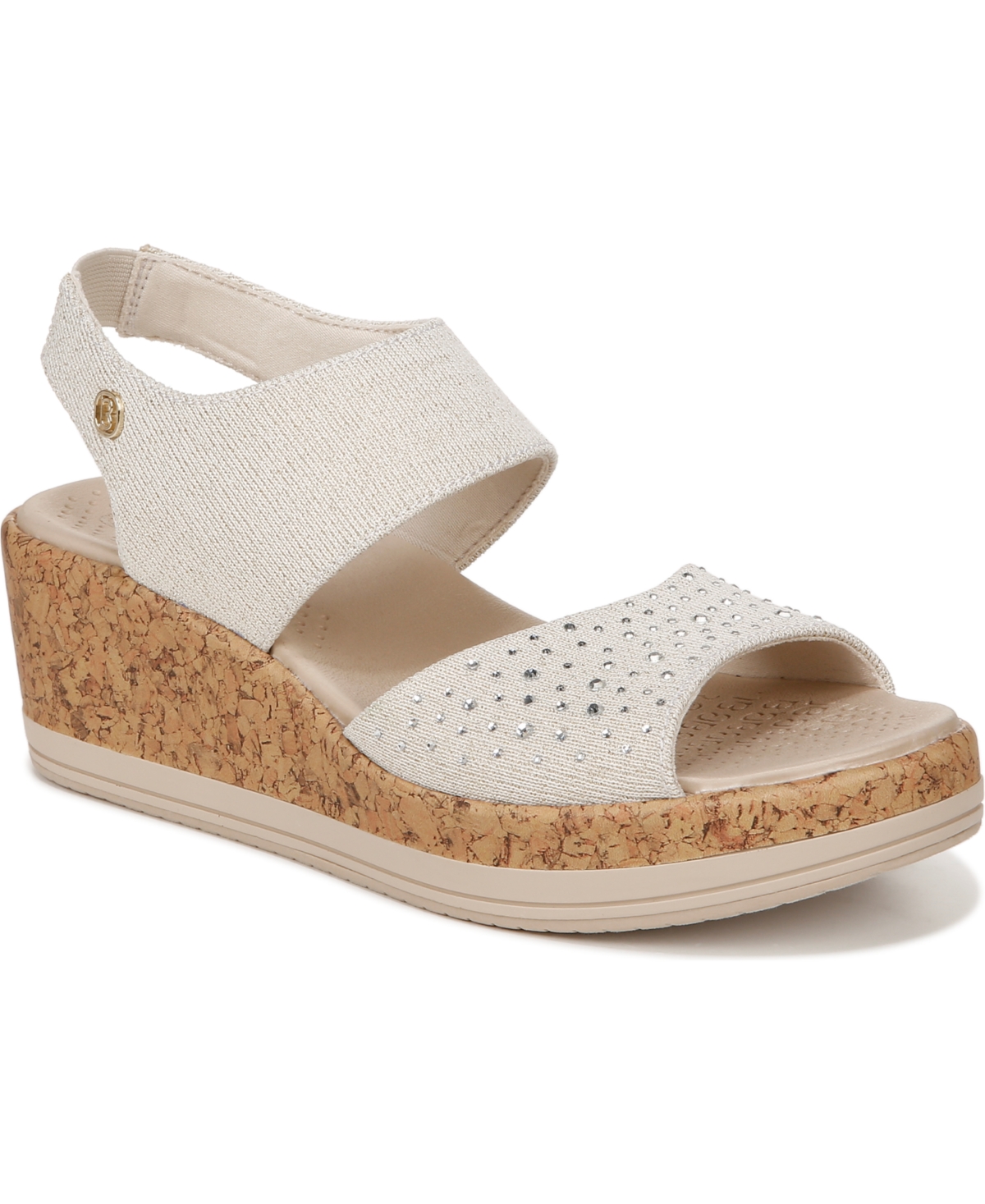 Reveal-Bright Washable Slingback Wedge Sandals - White Fabric