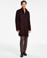 Calvin Klein Men's Mayden Slim-Fit Wool Blend Overcoat - Maroon
