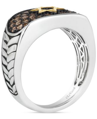 Men's Chocolate Diamond Star of David Cluster Ring (1 ct. t.w.) in 14k Two-Tone Gold