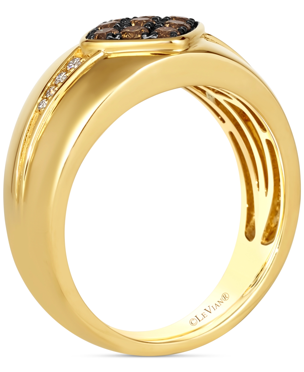 Shop Le Vian Men's Chocolate Diamond & Nude Diamond Cluster Ring (1/2 Ct. T.w.) In 14k Gold In K Honey Gold Ring