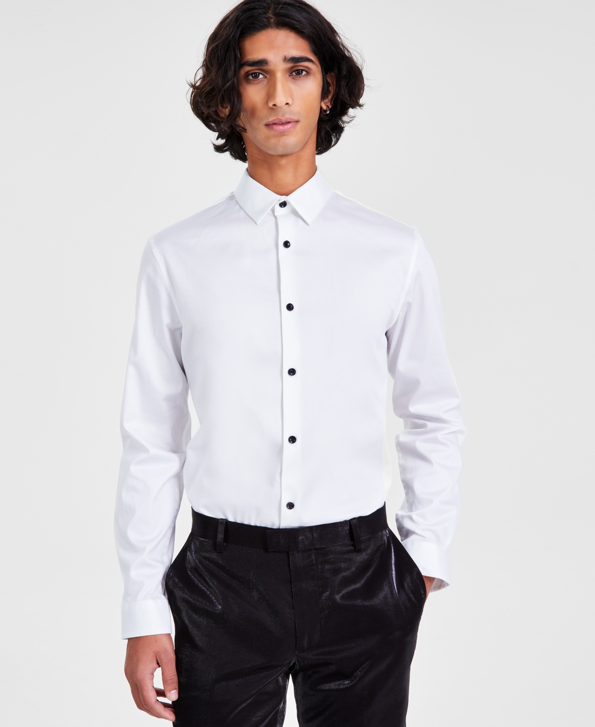 Inc International Concepts Men's Slim Fit Dress Shirt, Created For Macy's In White Pure