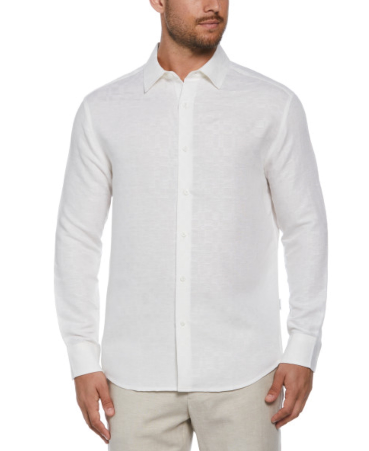 Cubavera Men's Long Sleeve Button Front Linen Blend Dobby Shirt In Brilliant
