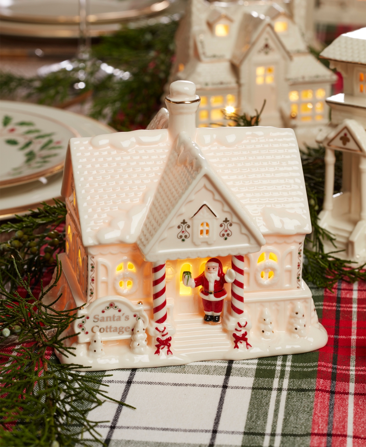 Mistletoe Park Light-up Santa's Cottage Figurine, Exclusively at Macy's