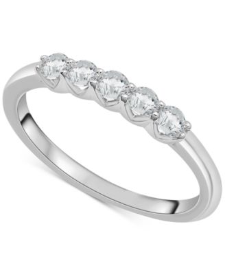 Macy's - Diamond Five Stone Polished Ring (1/3 ct. t.w.) in Platinum