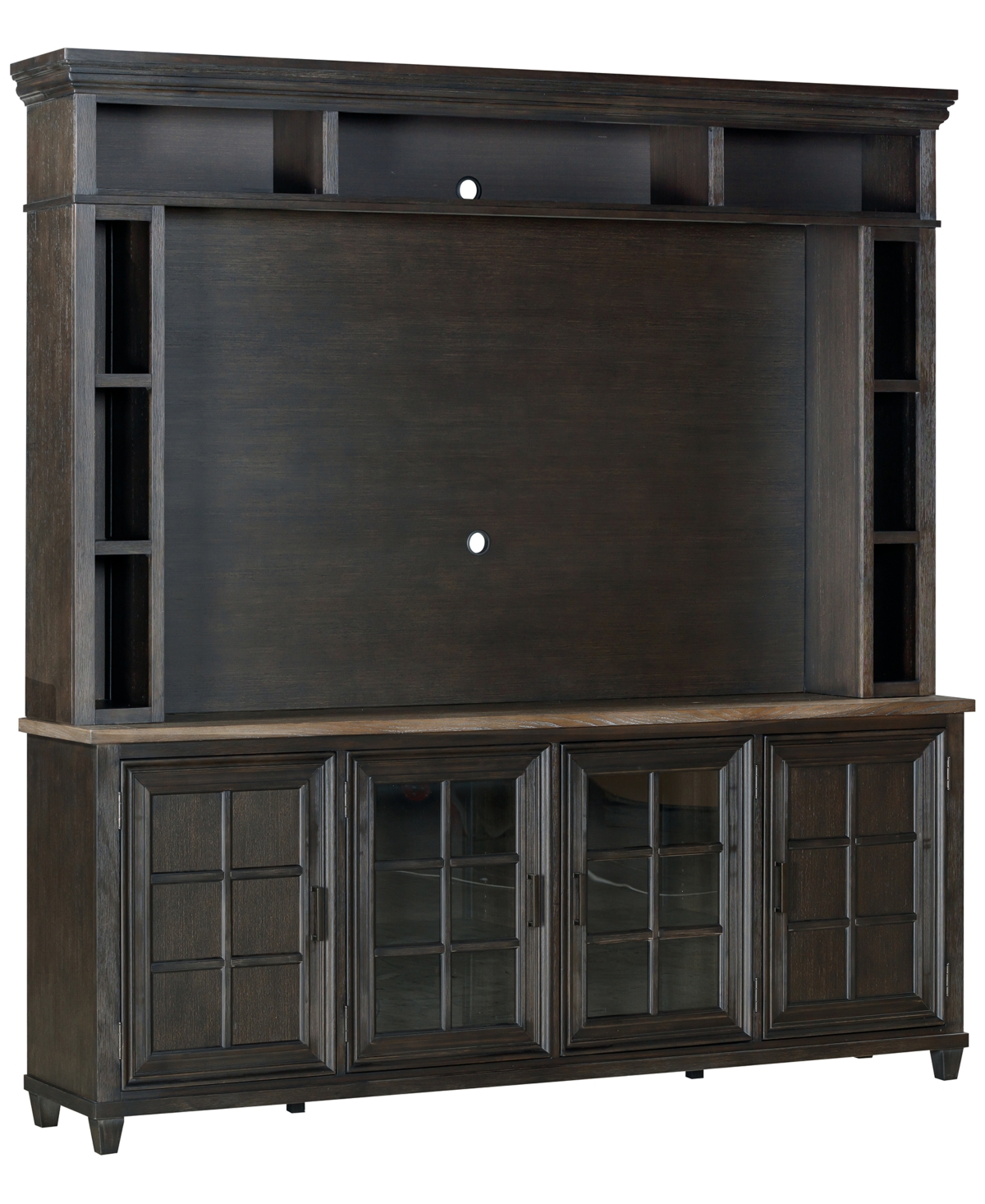 Shop Macy's 84" Dawnwood 2pc Tv Console Set (84" Console With 4 Doors And Hutch) In Espresso