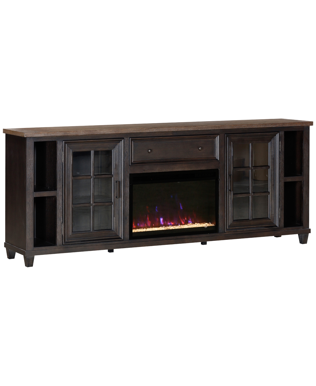 Macy's 96" Dawnwood 2pc Tv Console Set (96" Console And Fireplace) In Espresso