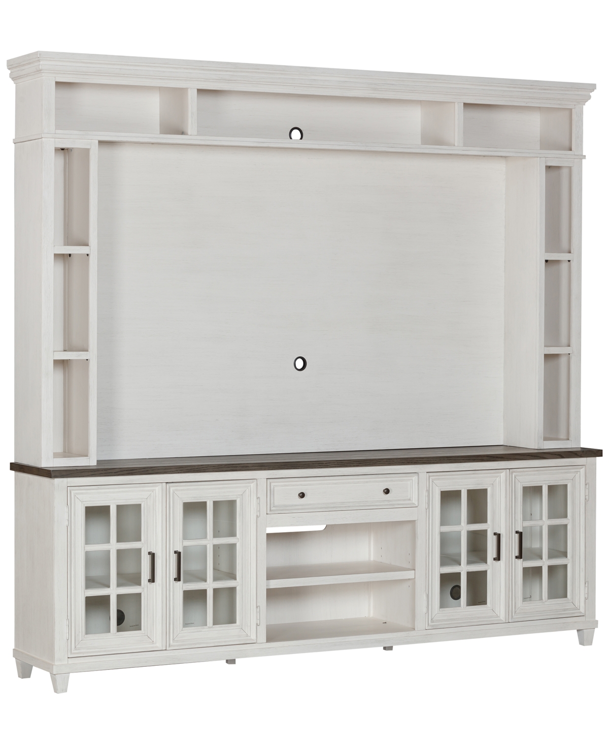 Macy's 96" Dawnwood 2pc Tv Console Set (96" Console And Hutch) In White